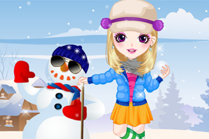 小女孩和雪人