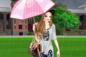 雨中的时尚女孩