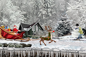 圣诞老人驾驯鹿